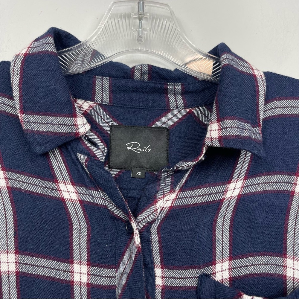 Rails Women's Hunter Shirt Nightfall / White XS Plaid Check Button Blouse Top - Picture 8 of 16